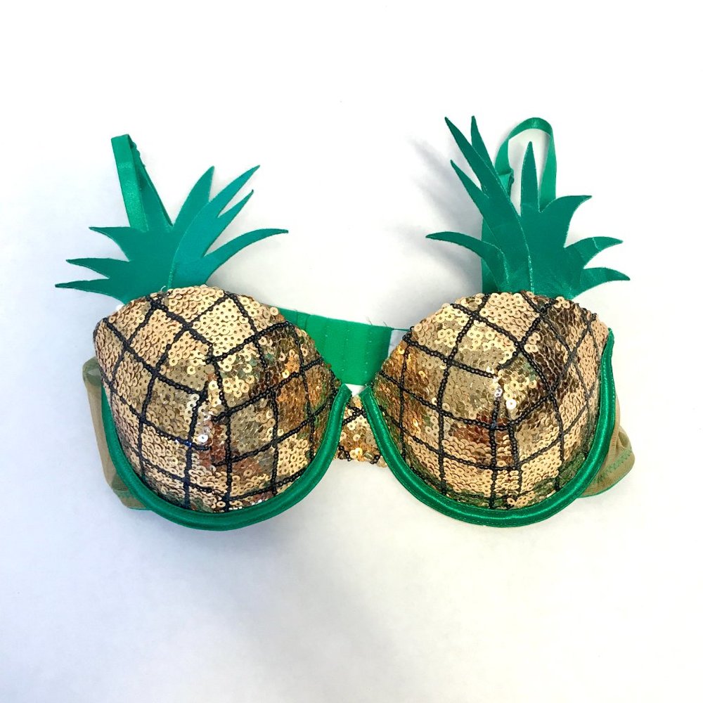 Sequin Pineapple Bra S Hawaiian Beach Costume - Picture 3 of 6